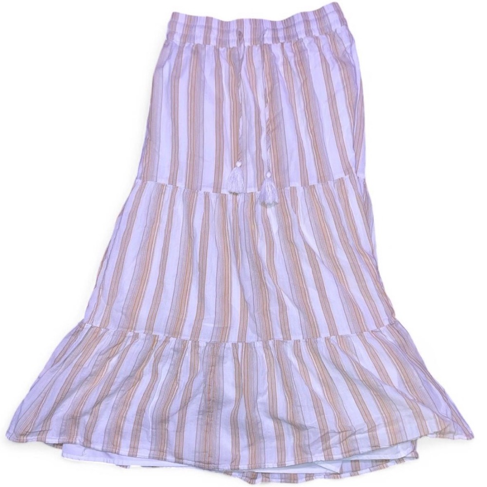 striped maxi skirt with elastic waist